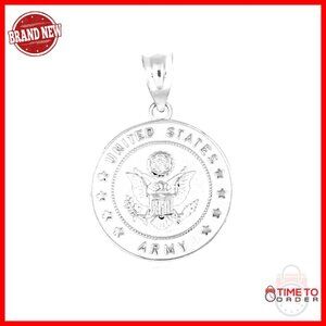 Sterling Silver Army Eagle Pendant Necklace Official Military Jewelry